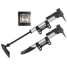 Мінінасос Green Cycle GPM-291 алюмінієвий с манометром, presta+schreder, 120psi, серебро